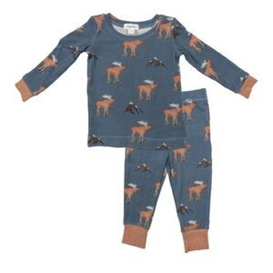 Angel Dear Bamboo Lounge Pajama Set in Blue Moose - 18-24m